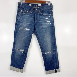 AG Jeans Adriano Goldschmied Distressed Piper Crop Slouchy Slim Crop Jeans Sz 24